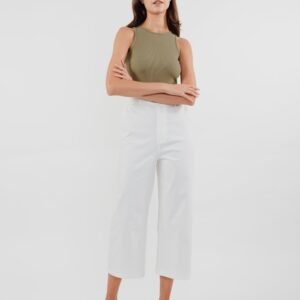Cropped Culottes in White