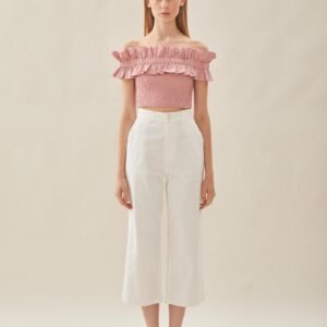Off Shoulder Top with Ruffles in Tea Rose