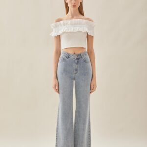 Off Shoulder Top with Ruffles in White