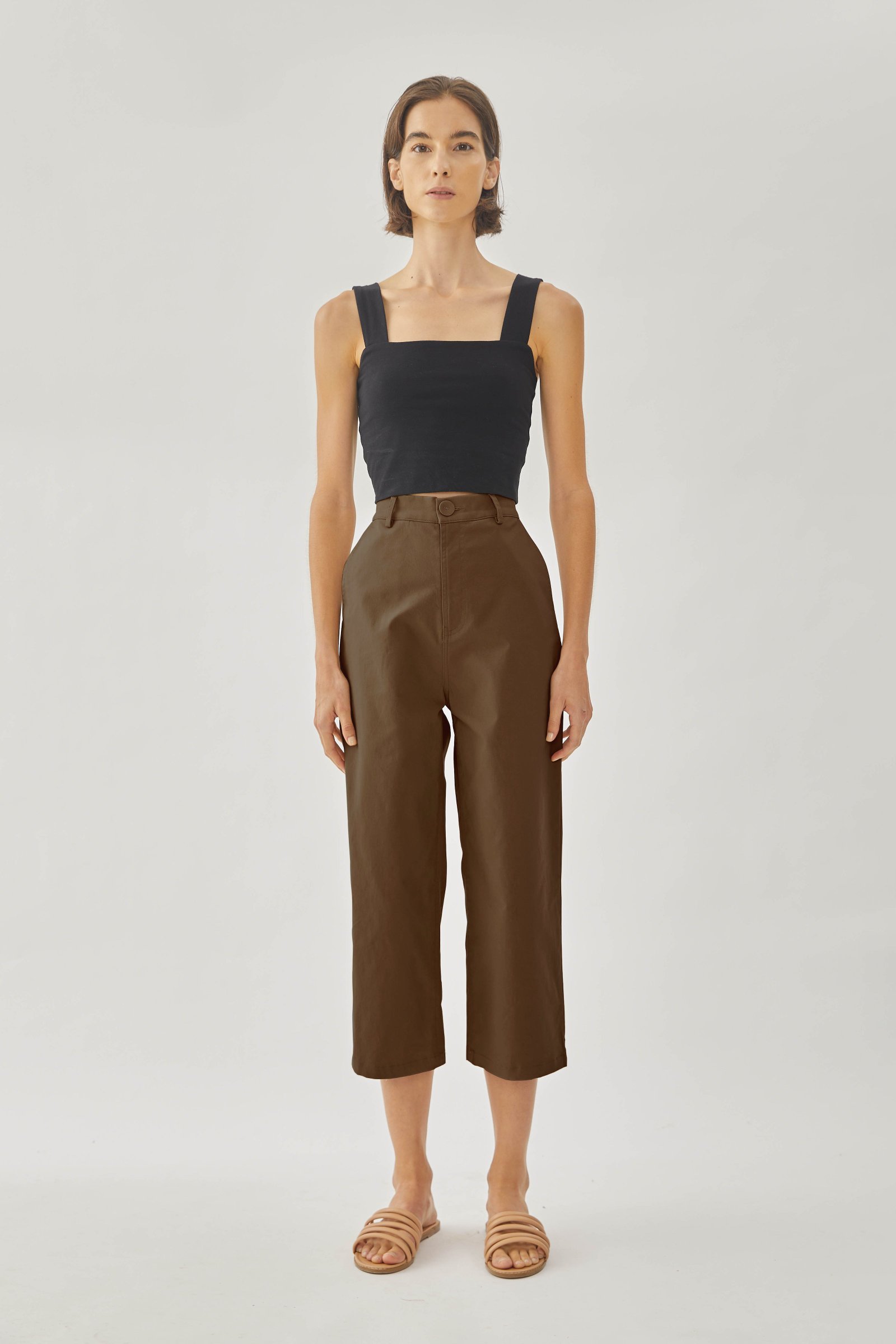 Cotton Blend Culottes in Soil - Image 3