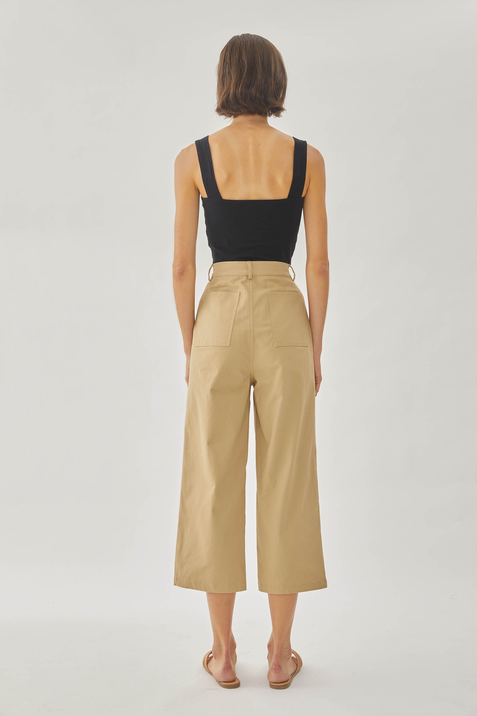 Cotton Blend Culottes in Sand - Image 13