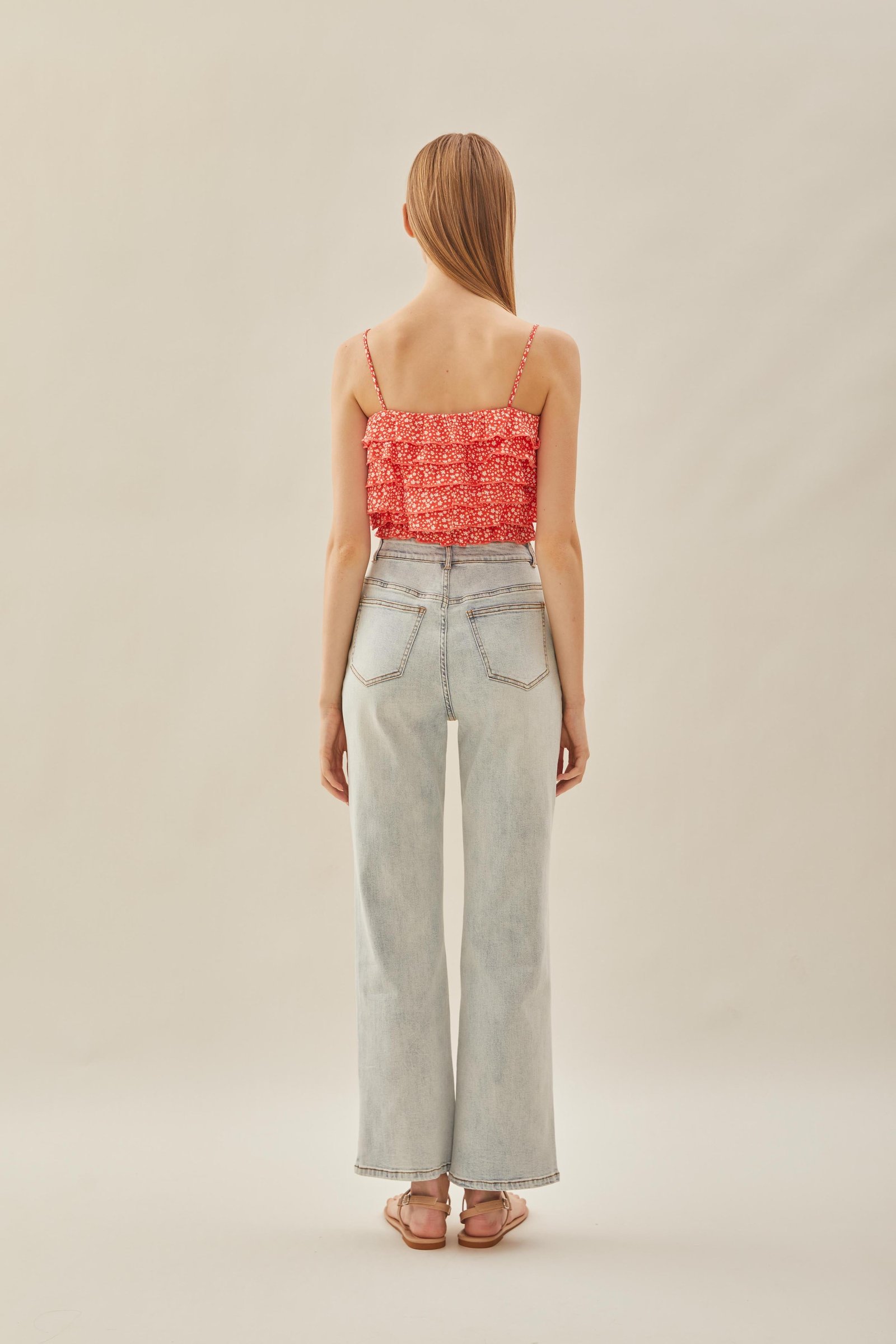 Tiered Frill Top in Red Bloom - Image 8