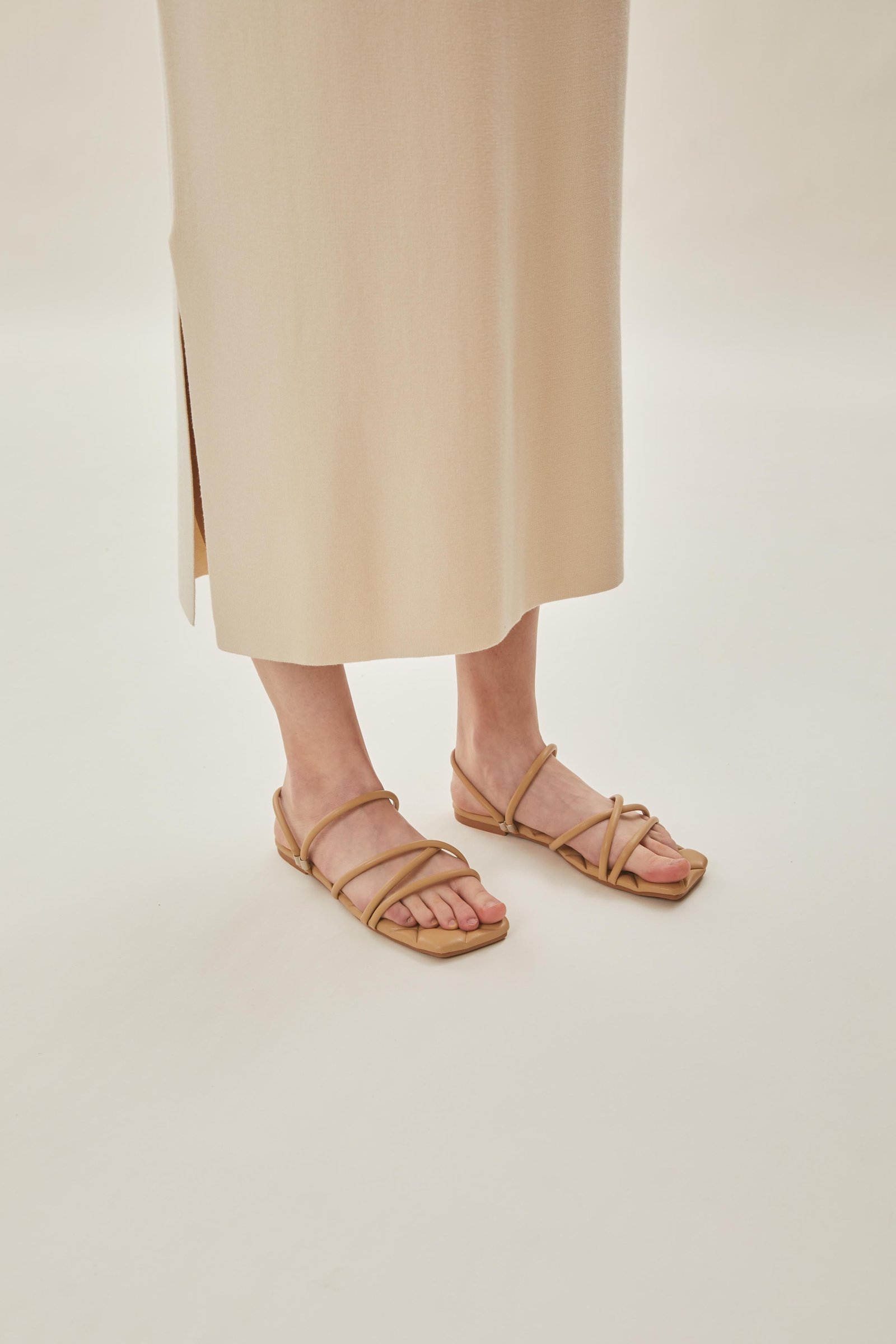 Lea Cross Sandals in Beige - Image 4