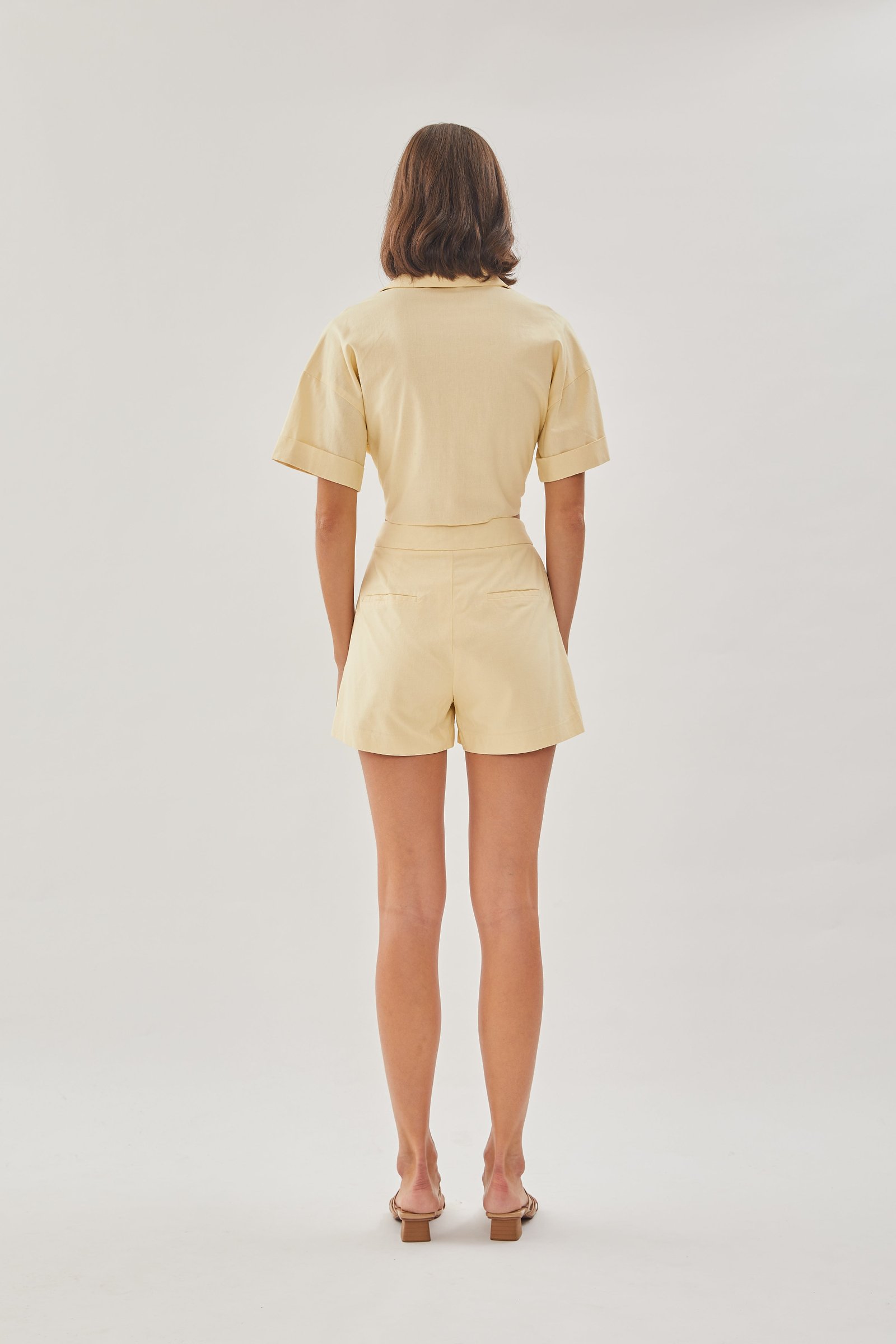 Linen Shorts in Soft Yellow - Image 6