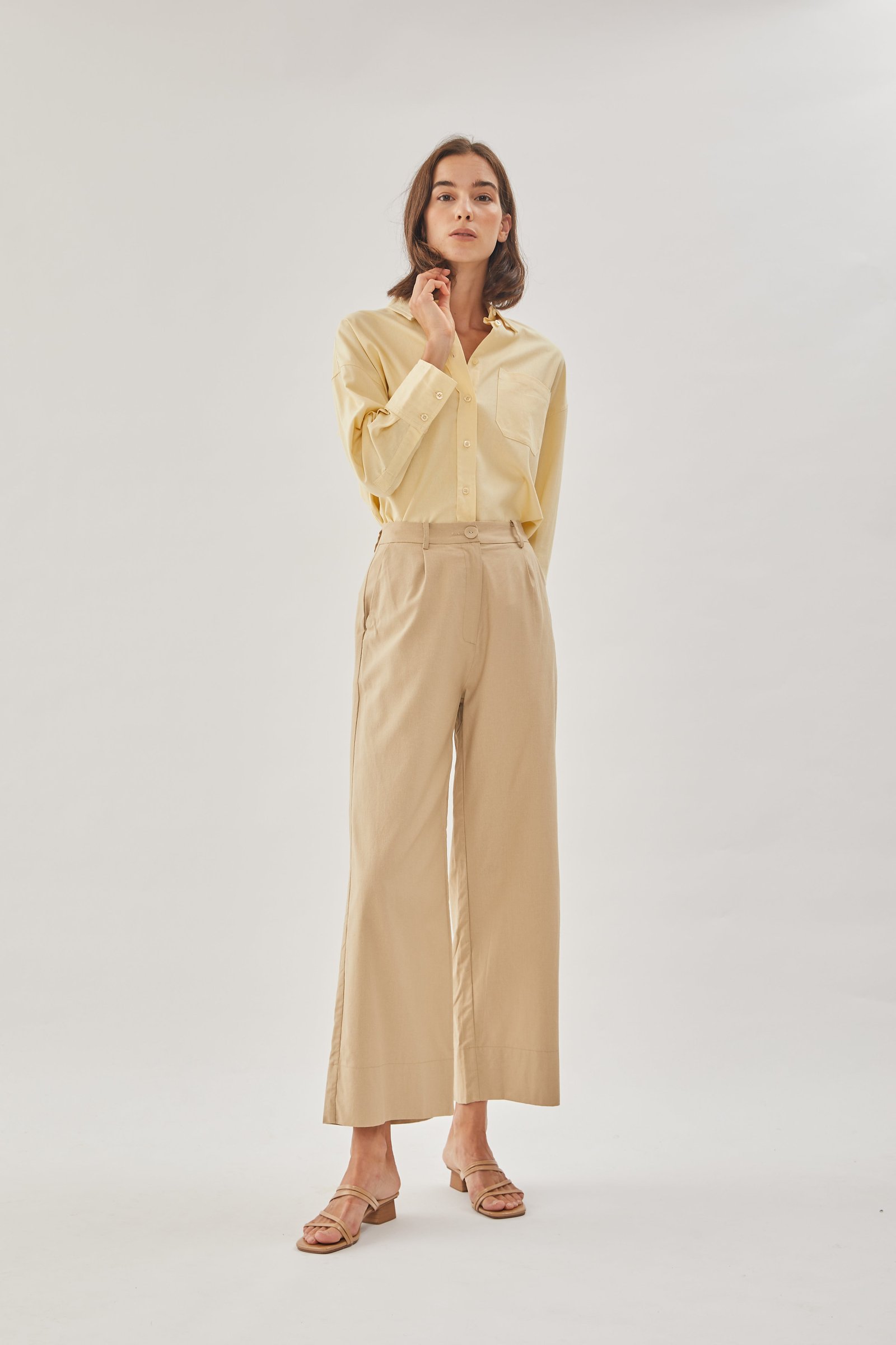 Linen Straight Pants in Sand - Image 7