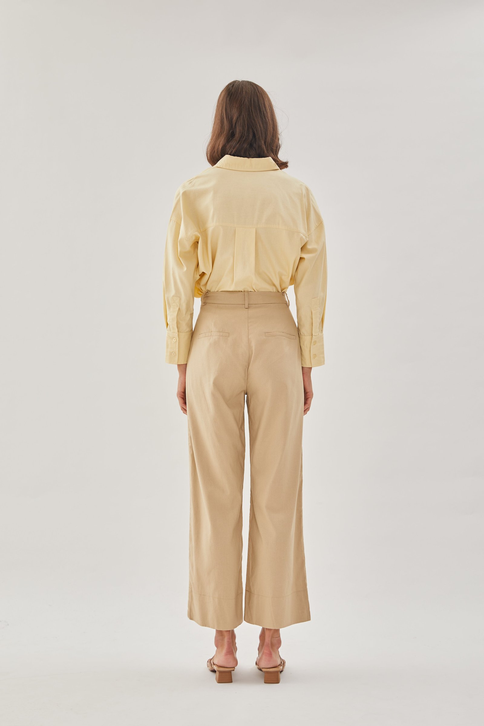 Linen Straight Pants in Sand - Image 11