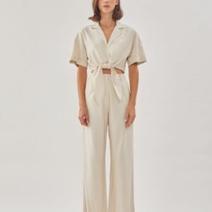 Linen Straight Pants in Natural