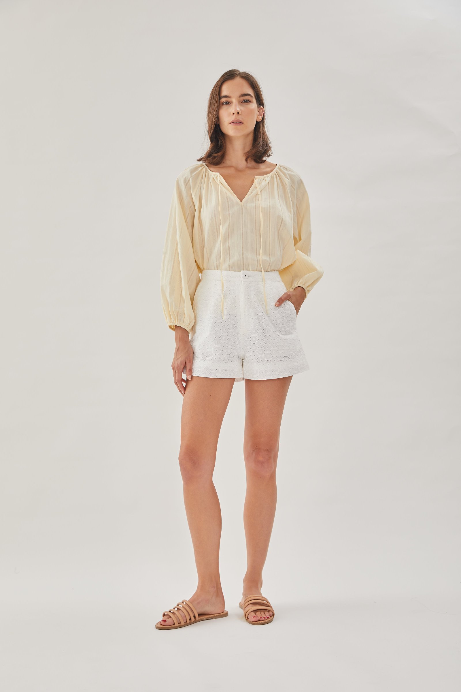 Cotton Crochet Shorts in White - Image 3