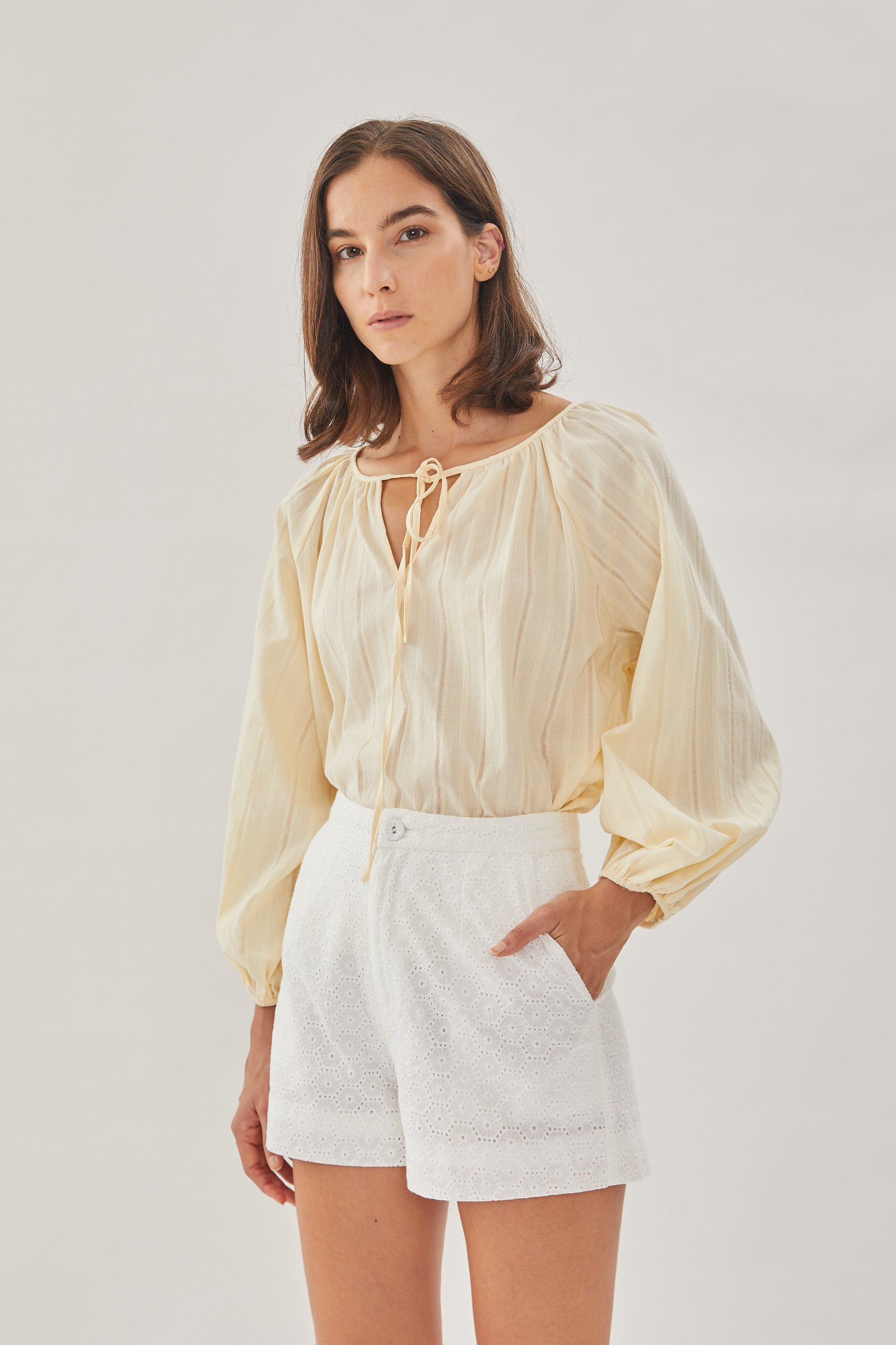 Cotton Crochet Shorts in White - Image 2