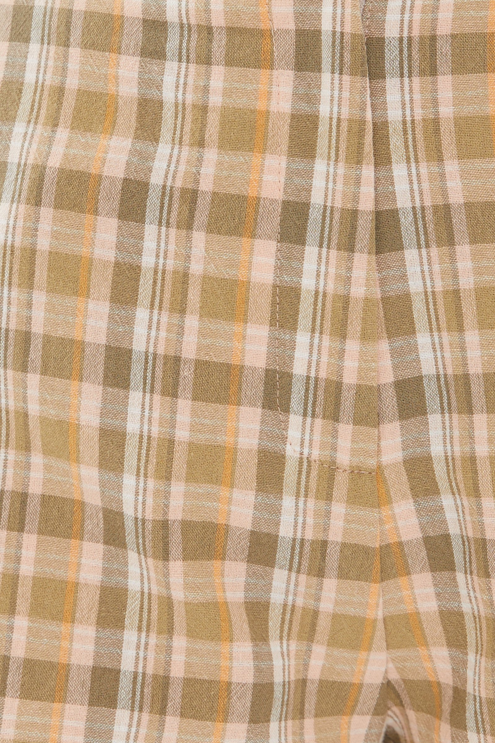 Checkered Cotton Shorts in Forest - Image 8