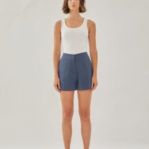 Linen Shorts in Stone Blue