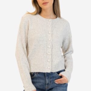 Aisha Pearl Cardigan - Light Grey