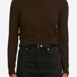 The Ladder Pointelle Cardi - Coffee