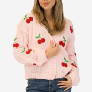 Lexi Cardigan - Pink/Red Cherries