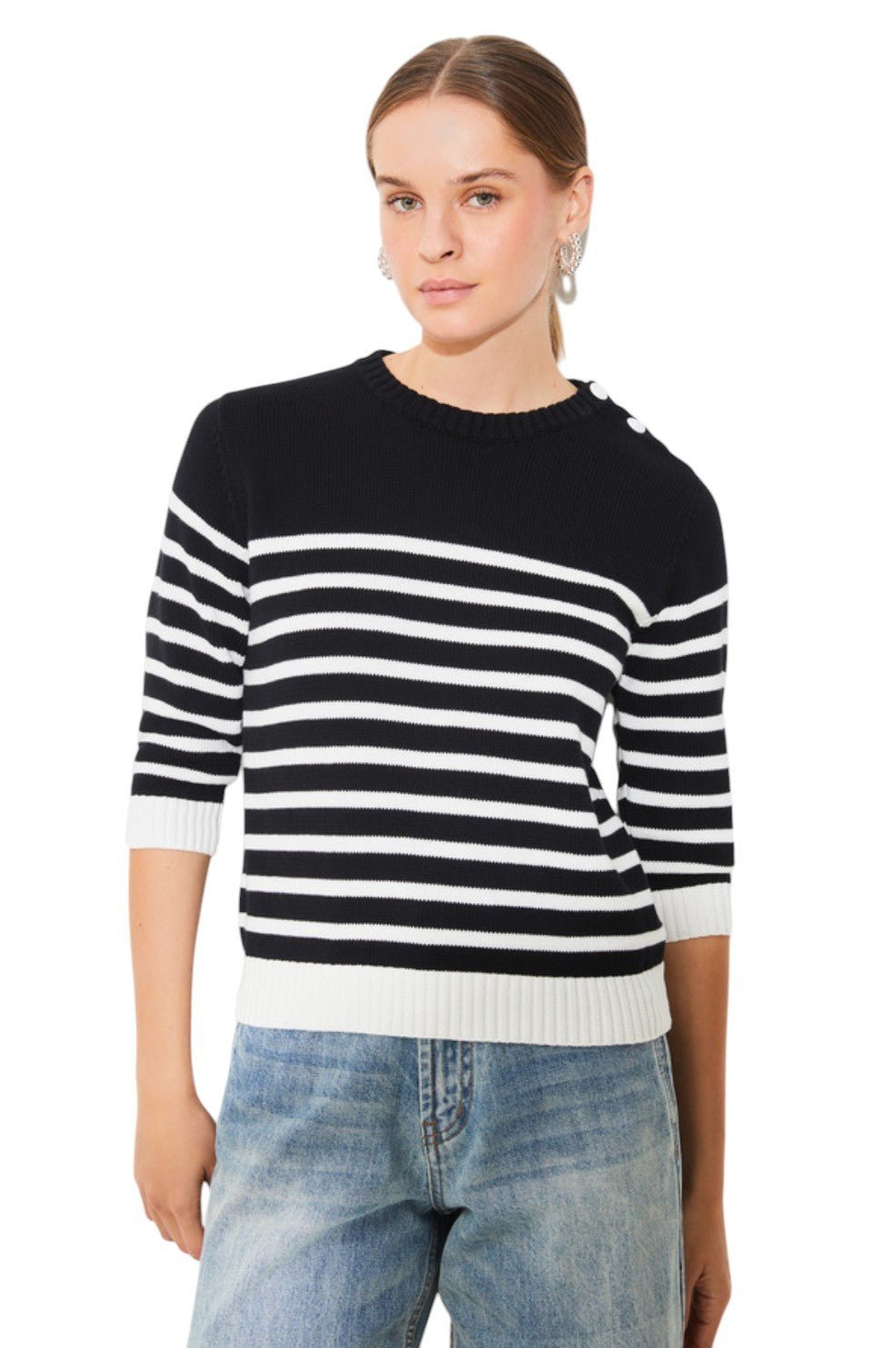Peroza Striped Jumper - Black And White - Image 2