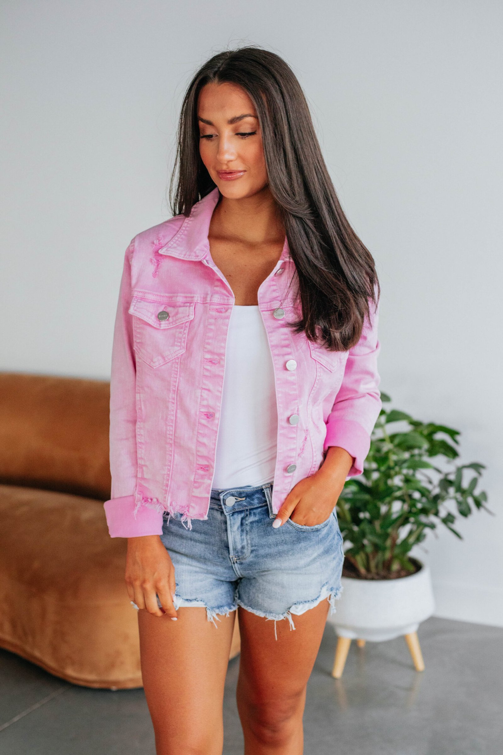 Gemma Risen Denim Jacket - Acid Pink - Image 4