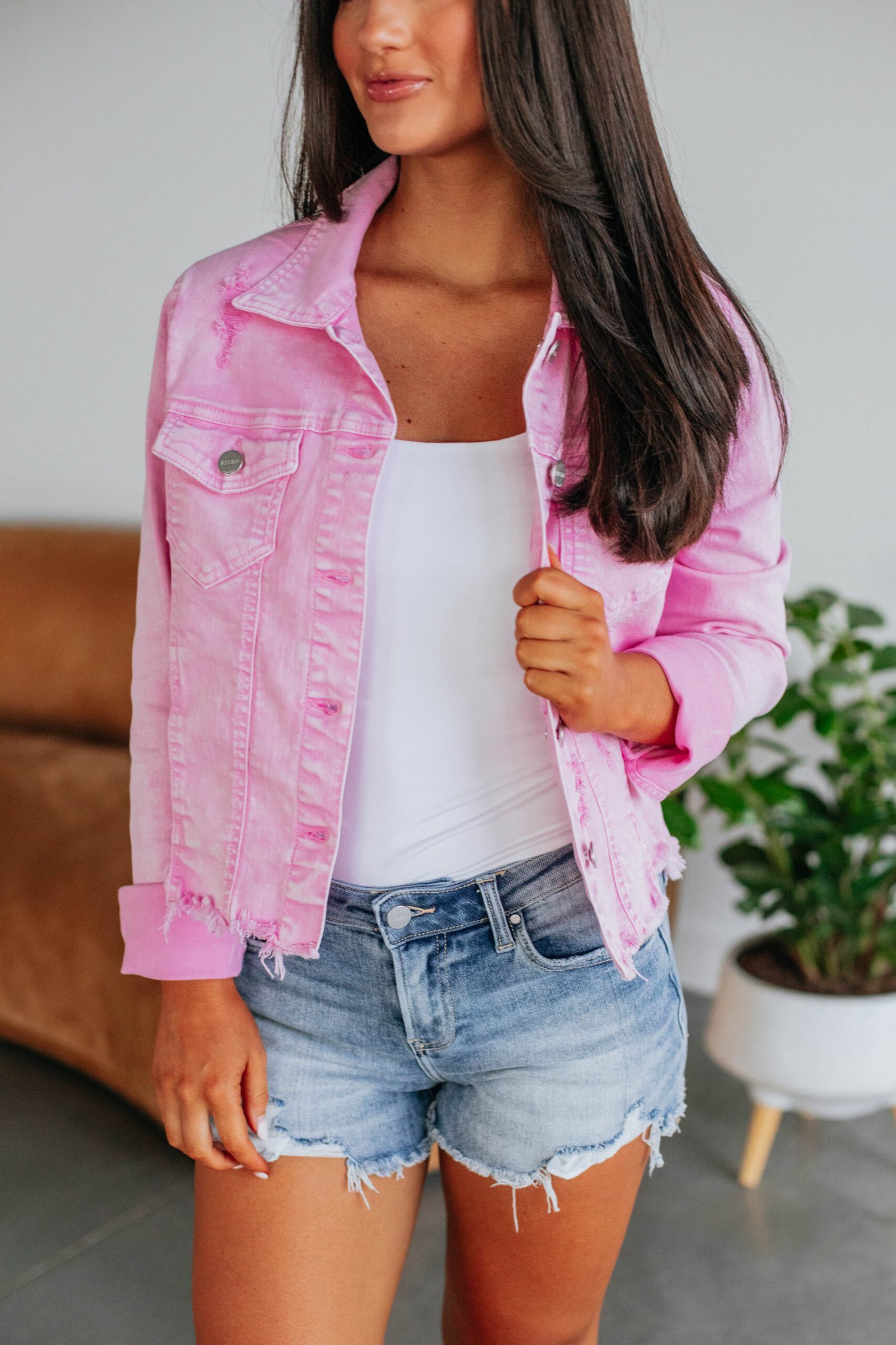 Gemma Risen Denim Jacket - Acid Pink - Image 3