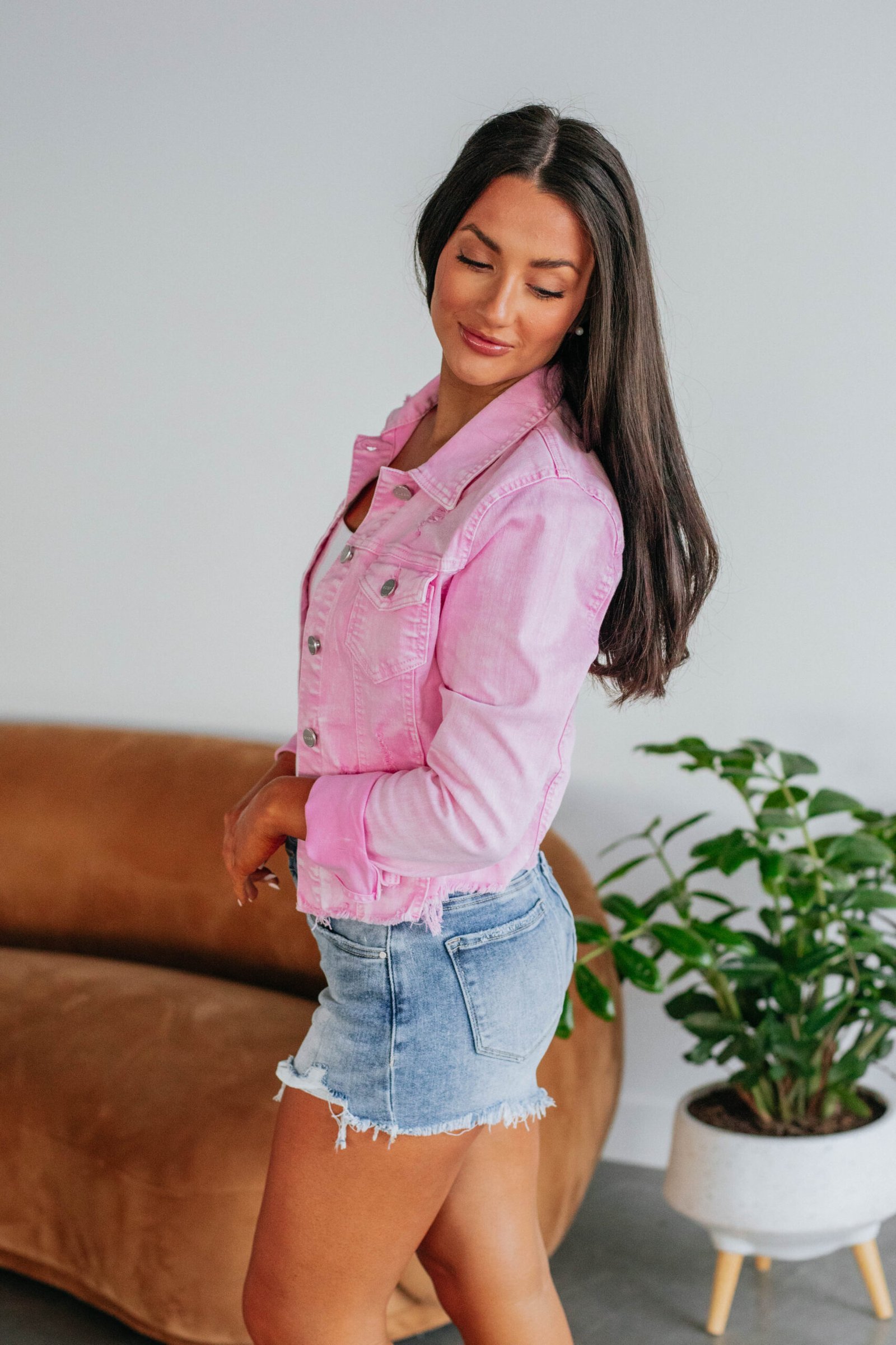 Gemma Risen Denim Jacket - Acid Pink - Image 2