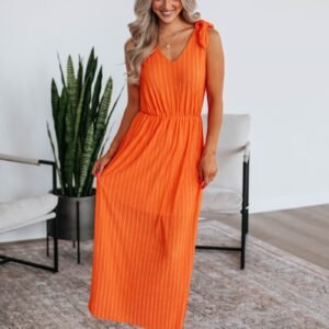 Danetta Striped Dress - Tangerine Mix